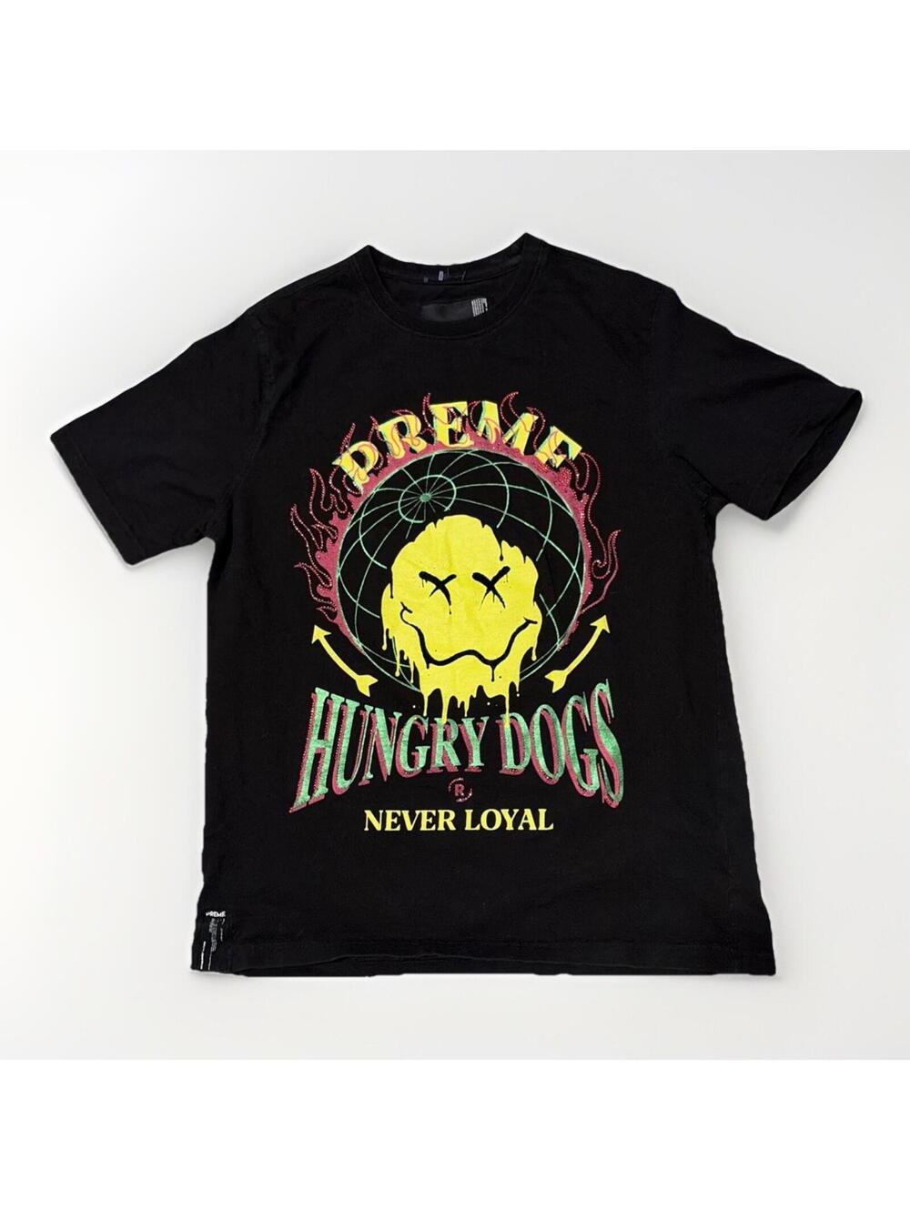 Men's Preme Hungry Dogs Never Loyal Graphic Tee Black Size Large Brand